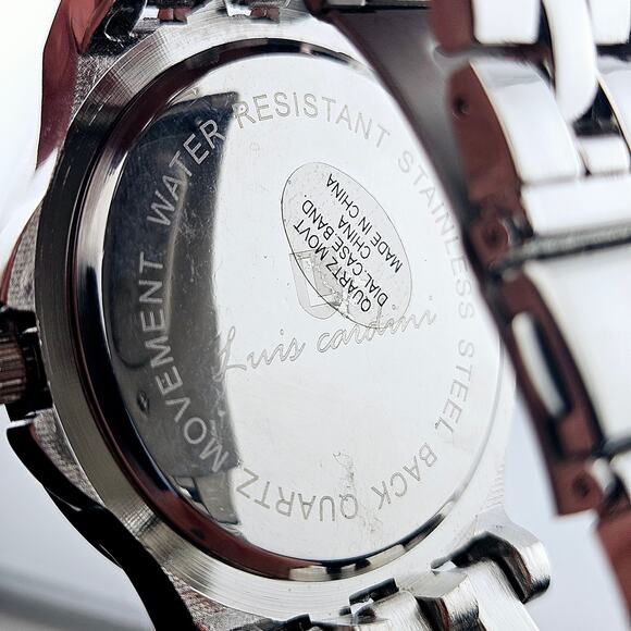 Luis Cardini Men's Silver Tone Watch Classic Minimalist Professional Link Band - Picture 6 of 7